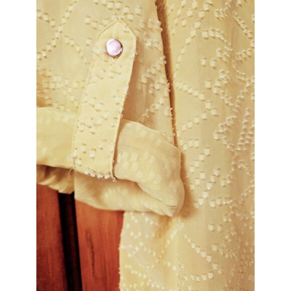 Est 1946 Women's Sheer Blouse Tunic Top Sunny Yellow Boho Spring Summer 18/20W - Picture 3 of 8